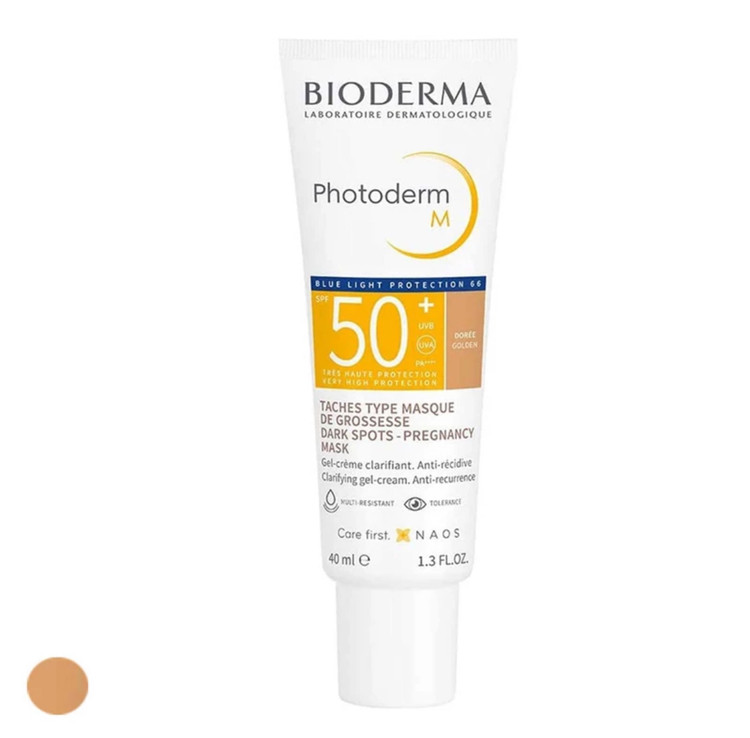ژل ضدآفتاب رنگی بایودرما SPF50 مدل Photoderm M 50 مناسب انواع پوست حجم 40 میلی لیتر